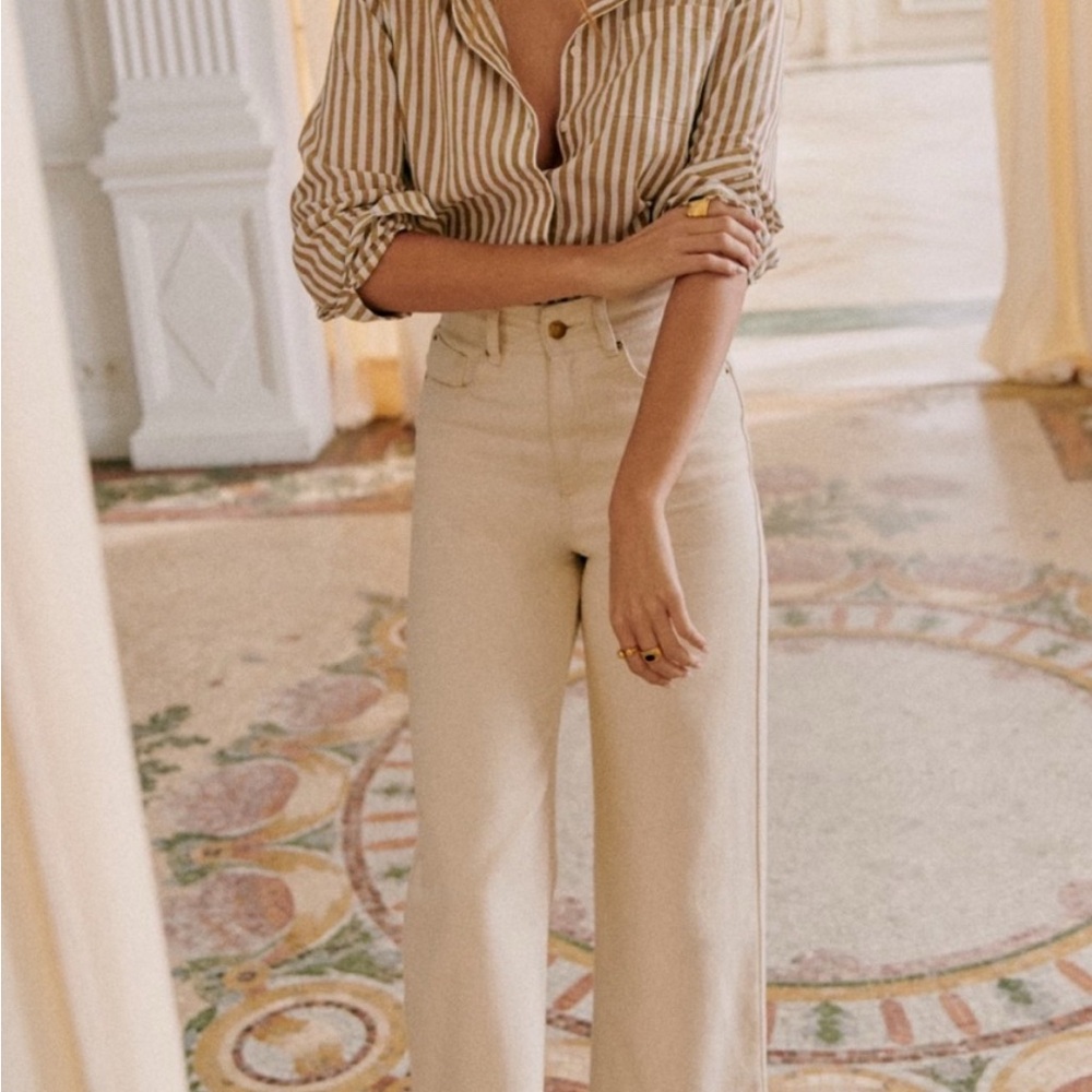 Sezane Le crop white jeans white size 10